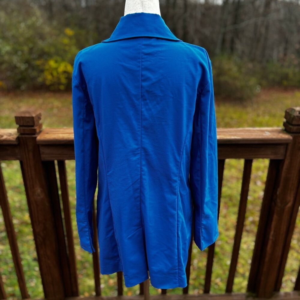 Misook Women's Longline Blazer Jacket Cotton Stretch Blue Size XS - Picture 7 of 13
